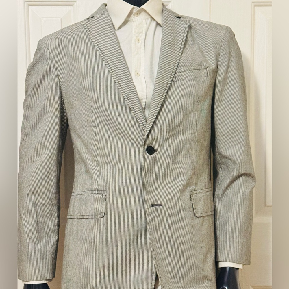 John Varvatos Gray Cotton Pinstriped Suit